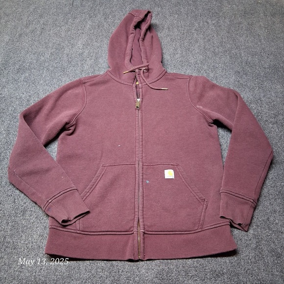 Carhartt Tops - * Carhartt Full Zip Hoodie Women Size Small 4/6 Maroon Relaxed Mid Weight